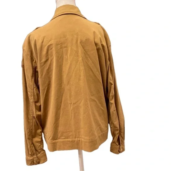 Boho Safari Utility Jacket Embroidered Tan Cotton Shacket Scandi M - Picture 3 of 12
